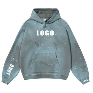 Sweat à capuche vintage personnalisé pour homme, effet délavé soleil, en mélange de coton délavé à l'acide, coupe décontractée, style streetwear, vente en gros, directement du fabricant OEM - Product Image 5