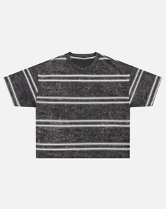 เสื้อยืดผู้ชายลายทางถักนิตติ้ง ไซส์ XXL ปี 2026 แขนสั้น คอกลม ทรงปกติ สวมใส่สบาย ลายเรียบ ราคาถูก MOQ ต่ำ - Product Image 1