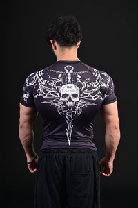Unisex Quick Dry Gym <b>Clothing</b> Set Fitness Compression T-Shirt & Pants with Gingham Plaid Mesh UPF50+ Front Logo for Bodybuilding - Product Image 4