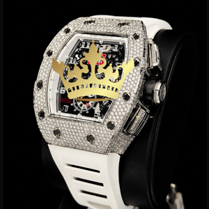 Men's Luxury Simple Classic Iced Stainless Steel Watch VVS Moissanite Full Black Rubber Dial Hip Hop Custom High Quality Quartz - Product Image 3