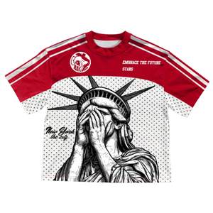 T-shirts personnalisés pour hommes, maillots de football imprimés, séchage rapide, style hip-hop, coupe ample, t-shirt en mesh, uniforme de football - Product Image 1