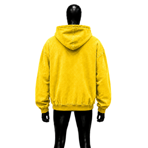Men's <b>Yellow</b> Embossed Zip-Up <b>Hoodie</b> Oversized French Terry Casual Sweatshirt Front Letter Design Autumn Wear Casual Urban Wear - Product Image 2