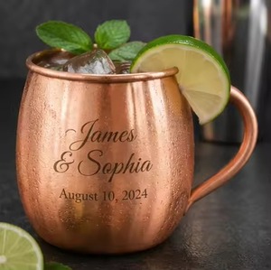 18oz Moscow Mule <b>Mugs</b> <b>Large</b> Hammered Copper Plating Cups Copper <b>Mugs</b> Moscow Mule With Brass Handle for Chilled Drinks - Product Image 2