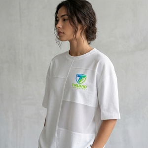 เสื้อยืดโอเวอร์ไซส์สีพื้นแบบมีสีให้เลือก  รับสั่งทำเสื้อยืดพิมพ์ลายสำหรับผู้หญิง เสื้อยืดโอเวอร์ไซส์ลำลองสำหรับผู้หญิง  ออกแบบลายได้ฟรี - Product Image 4