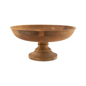 Bol à fruits sur piétement en bois de manguier fait main - Bol de service décoratif rustique cannelé pour centre de table, vaisselle et décoration intérieure (vente en gros) - Product Image 5