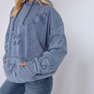 Sweats à capuche délavés pour femmes, 100 % coton molletonné, logo personnalisé, respirants, style streetwear, pour l'hiver - Product Image 5