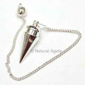 Pierre Semi-Précieuse Artisanat Améthyste 6 Facettes Avec Pendules Chaîne En Argent | Pendule De Pierres Précieuses À Vendre - Product Image 6