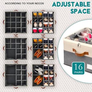 Organizzatore per Scarpe da Armadio, Contenitori Pieghevoli Trasparenti con 4 Maniglie, Portascarpe Grande Regolabile Salvaspazio - Product Image 4