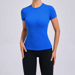 Camiseta Deportiva de Yoga Ajustada y Transpirable de Manga Corta Personalizada para Mujer, Ropa Deportiva para Gimnasio, Running y Yoga - Product Image 1