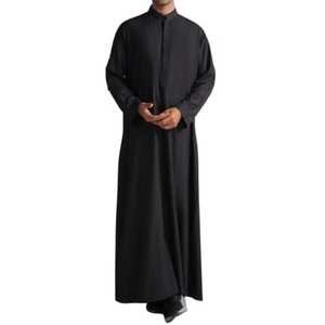 ชุดลำลองผู้ชายแบบ Thobe / Thawb สไตล์ซาอุดิอาระเบีย แขนยาว ความยาวระดับข้อเท้า ผ้าฝ้าย ระบายอากาศได้ดี น้ำหนักเบา ชุดมุสลิมสำหรับเดือนรอมฎอน ตะวันออกกลาง - Product Image 1