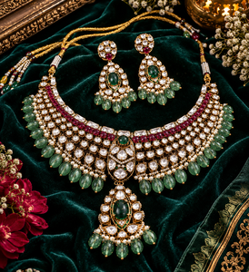 Women's Gold Plated <b>Emerald</b> Cut Jewelry Set With Imitation Pearl Necklace Earrings Classic Wedding Fashion Jewelry - Product Image 5