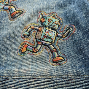 Shorts Bermuda en Jean pour Homme avec Logo Brodé Robot sur le Devant, Personnalisable, Décontracté, Taille Mi-Haute, Streetwear, Respirant, Séchage Rapide, Coton - Product Image 5