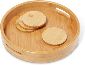 Classic wooden serving <b>tray</b> durable polished finish perfect for serving breakfast dinner <b>snacks</b> beverages kitchen dining use - Product Image 5