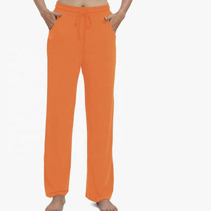 Pantalon de survêtement en soie respirant été/hiver pour femmes taille moyenne jambe droite ample poches à cordon pantalon décontracté plat - Product Image 3