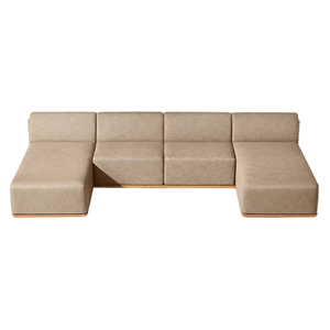 Elegant Modern Modular Sectional <b>Sofa</b> Furniture Set for Outdoor Sturdy <b>Frame</b> Made of Solid Teak <b>Wood</b> Thick and Soft Cushion - Product Image 2