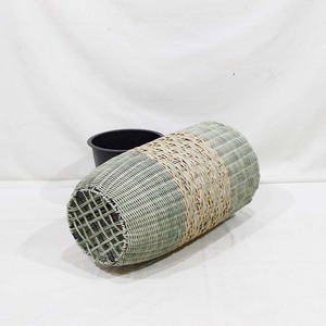 Vase en plastique à motif tressé circulaire, très vendu, pour plantes d'intérieur, style minimaliste, gris et tons naturels - Product Image 6