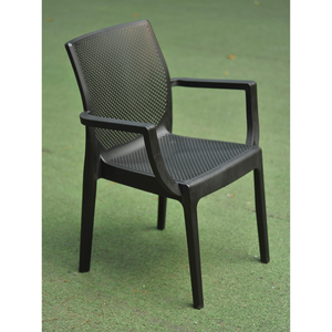 <b>Black</b> Solid Molded Square Mesh Plastic Chair with Modern Design for <b>Garden</b> & Outdoor Use-Comfortable, Waterproof, Durable - Product Image 2