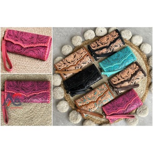 Pochette pour femme 2026 en cuir véritable façonné à la main avec dragonne, porte-monnaie et porte-cartes en cuir de vachette véritable pour femme - Product Image 1