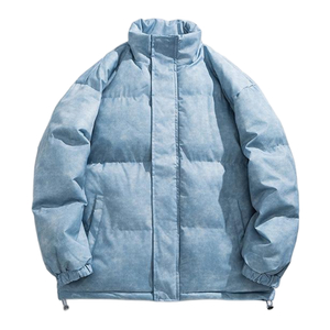 Men's Winter Washed Polyester Puffer Jacket Full Sleeve Windproof <b>Coat</b> for Adults - Product Image 4