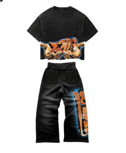 Conjunto Deportivo de 2 Piezas para Hombre, Sudadera con Capucha y Cremallera Completa con Logotipo Personalizado Impreso en DTG, Pantalones Cortos de Felpa con Lavado Ácido Vintage, Secado Rápido, Verano - Product Image 2