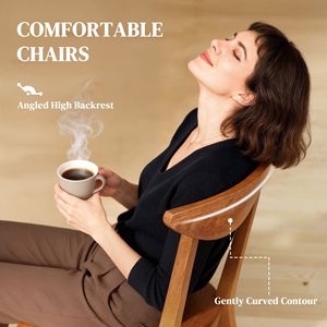 Set da Pranzo Contemporaneo in Legno Massello da 5 Pezzi, Tavolo e 4 Sedie Stile Fattoria per Spazi Ristretti, Finitura Noce - Product Image 6