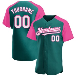 Camiseta de Béisbol Rosa y Verde en Oferta, Ligera, Transpirable, de Poliéster, con Logotipo, Nombre y Número Personalizados, Directo de Fábrica - Product Image 1