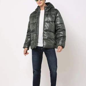 OEM Custom Men Plus Size Winter Quilted <b>Jacket</b> Waterproof Windbreaker Zipper Hoodie Embroidered Casual Snow Wear puffer hiking - Product Image 3