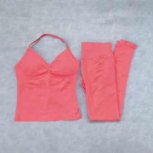 OEM Hot Sell Gym Workout Sport Bra Top Yoga Activewear 3-Piece Set Breathable Backless Scoop Neck Adjusted Straps Spandex/Nylon - Product Image 5