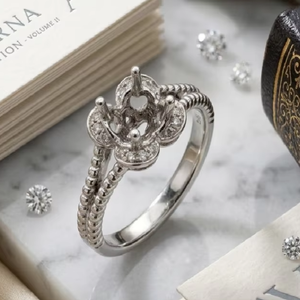 Service tout-en-un : Monture de bague de fiançailles semi-montée en or massif 18 carats pour diamant, échantillonnage rapide en 5-7 jours, OEM - Product Image 1