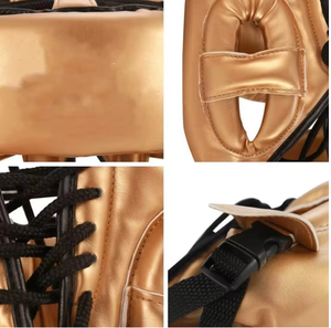 Protector de Cabeza de Boxeo PU Dorado, Equipo de Protección para Entrenamiento, Ajuste Ajustable para Todas las Estaciones - Product Image 5