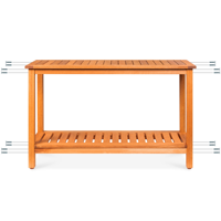 Table pliante moderne en bois d'acacia pour extérieur, avec 2 étagères, pour cuisine, salle à manger, bar, salon, hôtel – Fabrication vietnamienne, vente en gros