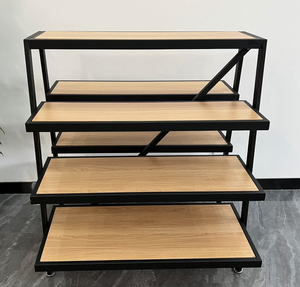 Carrito de Exhibición Industrial de Acero Inoxidable Resistente de 4 Niveles, Doble Cara, Desmontable, para Tiendas Minoristas y Supermercados - Product Image 5