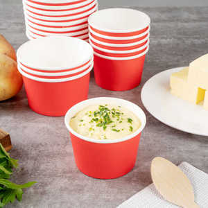 Bols en papier rouge jetables pour soupes, glaces, desserts, emballages personnalisés, gobelets en papier imprimés en gros avec couvercle - Product Image 6