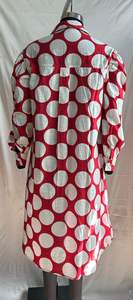 Vestido Midi de Algodón y Lino con Estampado de Lunares, Manga Abullonada, Cuello Camisero, Corte Holgado, Estilo Camisa, para Mujer, Informal, Verano, Oficina - Product Image 2