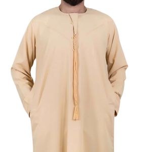2025 Traditional Muslim Casual Long Sleeve Islamic Clothing Saudi Oman <b>Men</b> <b>Thobe</b> Quality Arabic Dubai Cotton <b>Men's</b> Jubba - Product Image 5