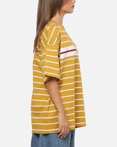 T-shirt ample rayé moutarde pour femme – Qualité supérieure, coupe décontractée – T-shirts pour femme durables, très demandés - Product Image 3