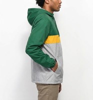 Nouvelle conception – Veste coupe-vent à capuche pour homme, motif camouflage, blocs de couleur, fermeture éclair quart, légère, formelle, pour l'extérieur, vert, jaune, gris