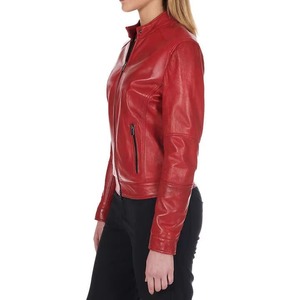 2026 High Quality Custom Women Genuine <b>Leather</b> <b>Jacket</b> Long Sleeve Red Color Women <b>Leather</b> <b>Jacket</b> Outerwear <b>Leather</b> <b>Jacket</b> Women - Product Image 6