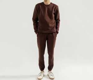 Vêtements de sport pour hommes, ensemble de survêtement à col rond, coupe ajustée, vêtements de fitness, 100% coton molletonné 370GSM, confortable et chaud. - Product Image 6