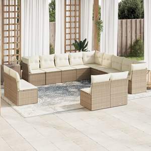 Conjunto de Sofás de Jardín en Beige y Blanco Crema para Patio, Muebles de Exterior Elegantes - Product Image 1