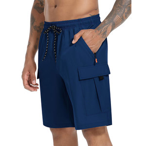 Shorts cargo 100 % polyester à séchage rapide pour hommes, avec doublure de haute qualité, en maille, pour la plage, le sport et la course en extérieur, modèle basique - Product Image 1