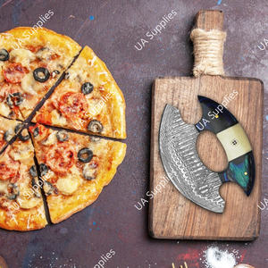 Cuchillo de Chef Ulu Inuit Moderno, Acero de Damasco, Mango de Madera de Palisandro, Ecológico, Hecho a Mano, Ambidiestro, Personalizable, OEM/OBM - Product Image 4