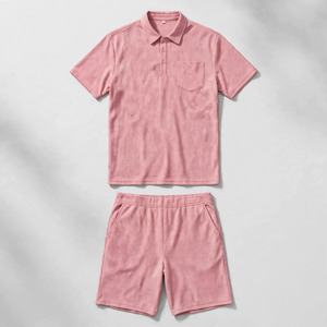 2026 Wholesale Summer Men's Casual Shorts <b>Set</b> Plain Color Solid 100% Cotton Jersey Quick Dry Knitted Customized Logo <b>Twin</b> <b>Set</b> - Product Image 6