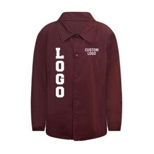 เสื้อโค้ชสีแดงเลือดหมูปักโลโก้ตามสั่ง ขายส่ง กันน้ำ แบรนด์ Morehouse College ติดกระดุมแบบ Snap น้ำหนักเบา บุขนเฟลซ สไตล์สตรีทแวร์ - Product Image 1