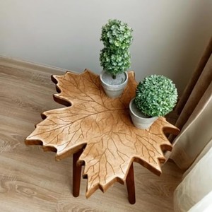 Handcrafted Mango Wood Leaf Tripod <b>Side</b> <b>Table</b> with Leather Sling - Wholesale - Product Image 3