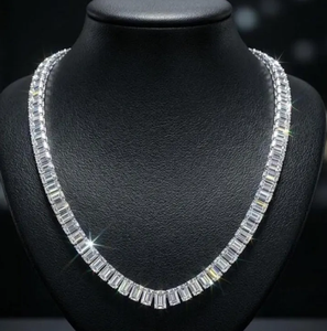 Collar de tenis de lujo con moissanita y diamantes VVS, estilo hip hop, cadena de oro blanco brillante - Product Image 1
