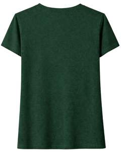Camiseta de Algodón Verde Oscuro para Mujer con Estampado de Lazo de Diamantes de Imitación, Top Casual de Manga Corta para Verano, Fabricante Personalizado, Suministro de Fábrica OEM - Product Image 2