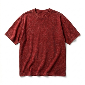 Camiseta Oversize con Lavado Ácido, Patrón Desgastado, Unisex, Manga Corta, Mezcla de Poliéster/Algodón, Estilo Casual Urbano, Verano, Lisa - Product Image 1