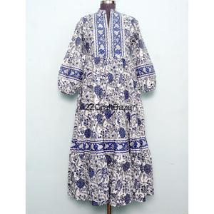 Elegant Casual Daily Loose Maxi Dress Ladies Single Breasted Cotton Floral Breathable Natural Waist - Product Image 1