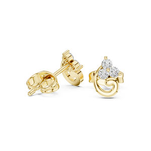 Boucles d'oreilles de fiançailles en or jaune 14 carats avec diamant rond cultivé en laboratoire pour femmes |   Nouveau diamant cultivé - Product Image 5